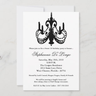 5x7 chandelier sweet 16 Birthday Part Invitation
