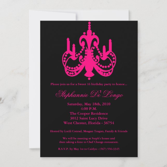 5x7 chandelier sweet 16 Birthday Part Invitation (Front)
