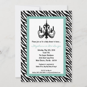 5x7 Chandelier Tiffan Zebra Baby Shower Invitation