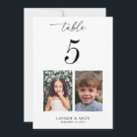 5x7 Childhood Pictures Table Number 5 Wedding<br><div class="desc">Decorate your wedding table with this number card,  featuring bride and groom's childhood pictures and custom text of your choice. Easily add your own details by clicking on the "personalize" option.</div>