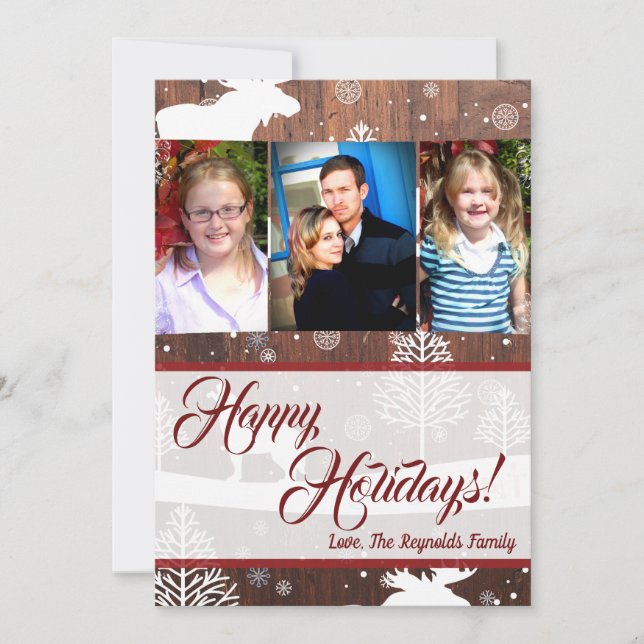 5x7 Christmas Deer Wood Buck Doe PHOTO Card (Front)