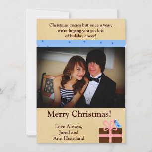 5x7 Christmas Present Blue Bird Invitation