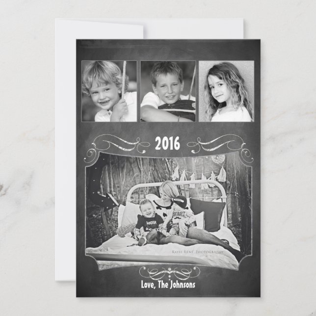 5x7 Christmas XMAS Chalk Board Teacher PHOTO Card (Front)