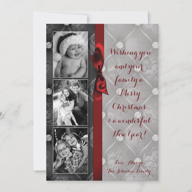 5x7 Christmas XMAS Diamond Pintuck PHOTO Card (Front)