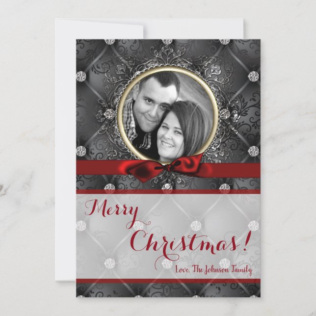 5x7 Christmas XMAS Diamond Pintuck PHOTO Card (Front)