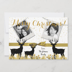5x7 Christmas XMAS Gold Deer Buck Doe PHOTO Card