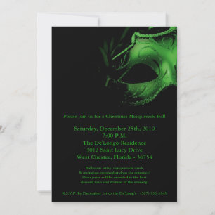 5x7 Christmas XMAS Masquerade Ball Mask Invitation