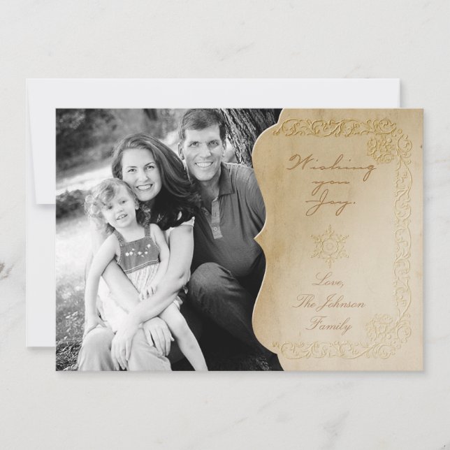 5x7 Christmas XMAS Old Paper Vintage PHOTO Card (Front)