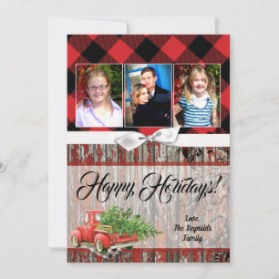 5x7 Christmas XMAS Red Christmas Truck PHOTO Card