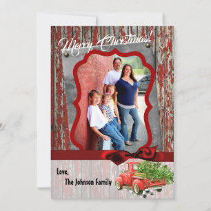 5x7 Christmas XMAS Red Christmas Truck PHOTO Card