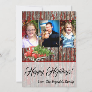 5x7 Christmas XMAS Red Christmas Truck PHOTO Card