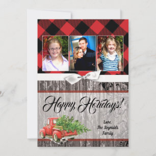 5x7 Christmas XMAS Red Christmas Truck PHOTO Card