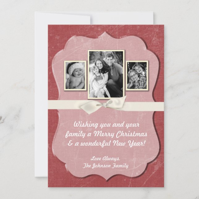 5x7 Christmas XMAS Red Grunge Disstress PHOTO Card (Front)