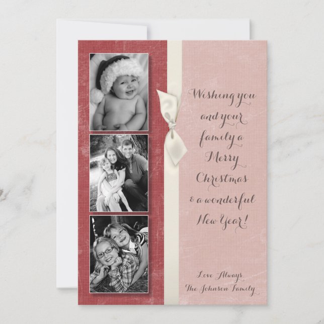 5x7 Christmas XMAS Red Grunge Disstress PHOTO Card (Front)