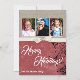 5x7 Christmas XMAS Red Grunge Disstress PHOTO Card