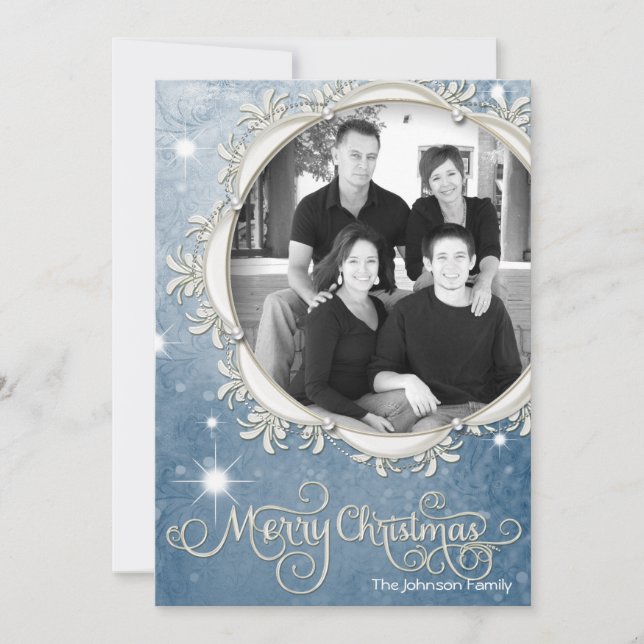 5x7 Christmas XMAS Snow Flakes Winter PHOTO Card (Front)