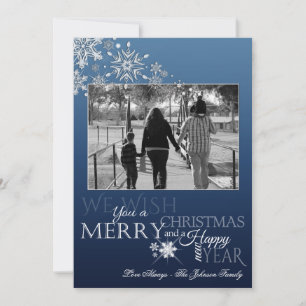 5x7 Christmas XMAS Snowflakes Snow PHOTO Card
