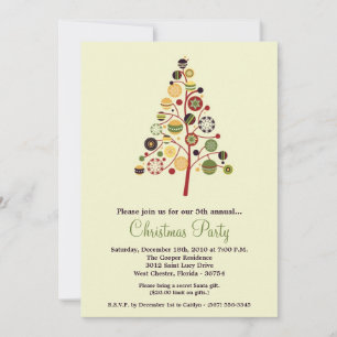 5x7 Christmas XMAS Tree Christmas Party Invitation