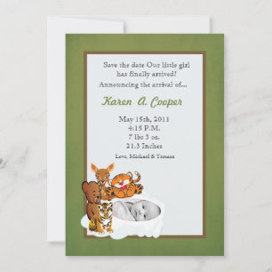 5x7 Circle PHOTO Gril and Friends Baby Show Invitation