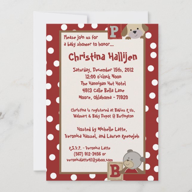 5x7 Cocalo Buttons Baby Shower Invitation (Front)