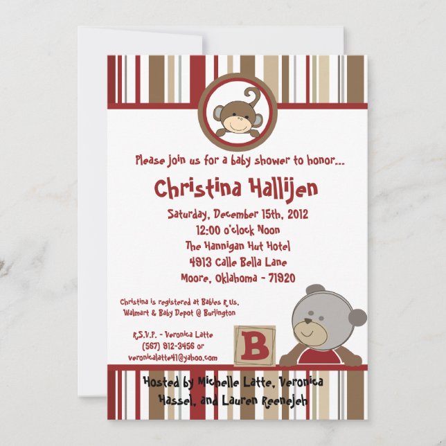 5x7 Cocalo Buttons Baby Shower Invitation (Front)