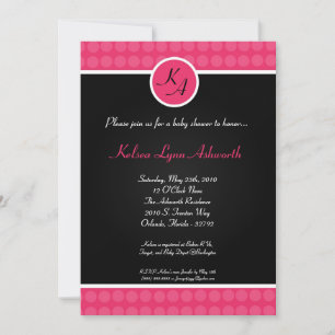 5x7 Colourful Pink Polka Dot Baby Shower Invitatio Invitation