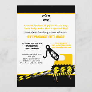 5x7 Construction Boy Shower Invitation