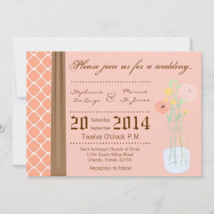 5x7 Country Mason Jar Flowers Wedding Invitation