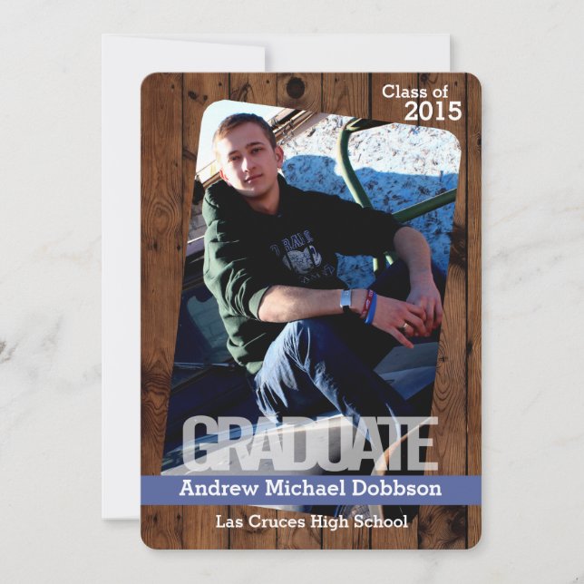 5x7 Country Rustic Barn Wood Senior Announcement (Front)