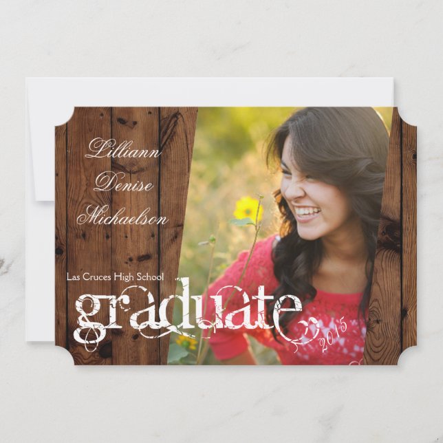 5x7 Country Rustic Barn Wood Senior Announcement (Front)