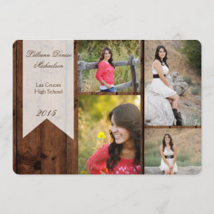 5x7 Country Rustic Barn Wood Senior Announcement