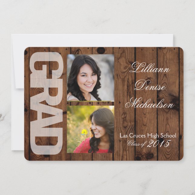 5x7 Country Rustic Barn Wood Senior Announcement (Front)