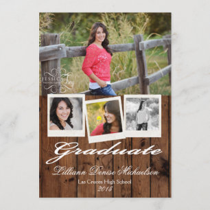 5x7 Country Rustic Barn Wood Senior Announcement