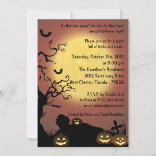 5x7 Creepy Trees Halloween Party Invitation