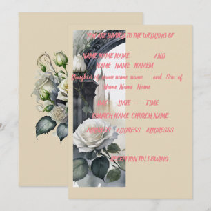 5x7 creme rose wedding invite