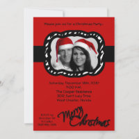 5x7 Crimson Red Band PHOTO Christmas Invitation
