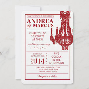 5x7 Crystal Chandelier Glitz Wedding Invitation