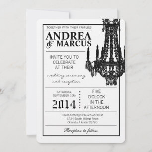 5x7 Crystal Chandelier Glitz Wedding Invitation