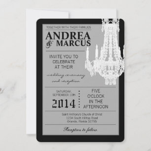 5x7 Crystal Chandelier Glitz Wedding Invitation