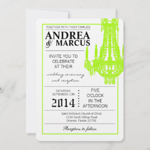 5x7  Crystal Chandelier Glitz Wedding Invitation
