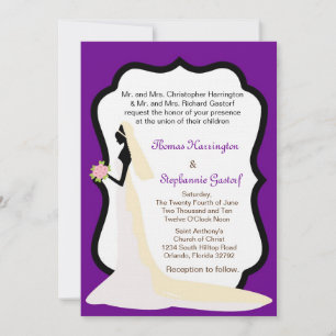 5x7 Dark Purple Bride Wedding Invitation
