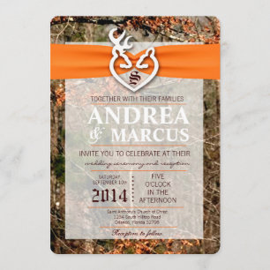 5x7 Deer Couple Doe Buck Camo Wedding Invitation