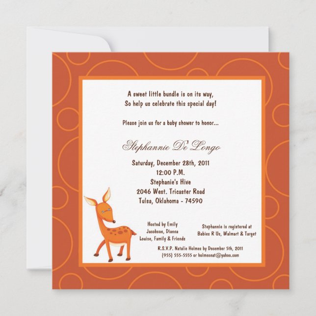 5x7 Deer Pok-a-Dot Baby Shower Invitation (Front)