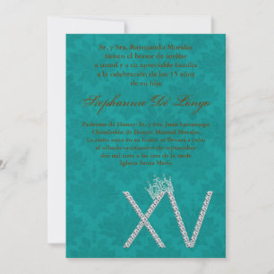 5x7 Diamond Topaz Quinceanera Birthday Invitation