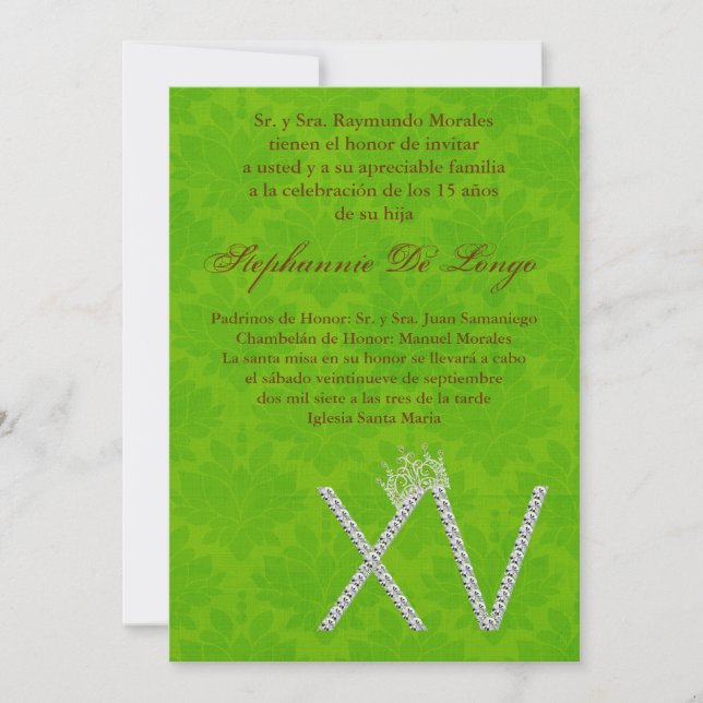 5x7 Diamond Topaz Quinceanera Birthday Invitation (Front)