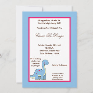 5x7 Dinosaur Bird Birthday Party Invite