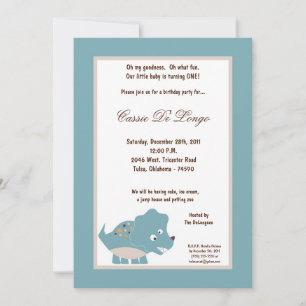 5x7 Dinosaur Birthday Party Invite