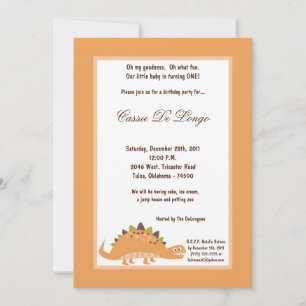 5x7 Dinosaur Birthday Party Invite