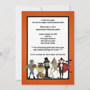 5x7 DraculaMonster Halloween Bash Party Invitation