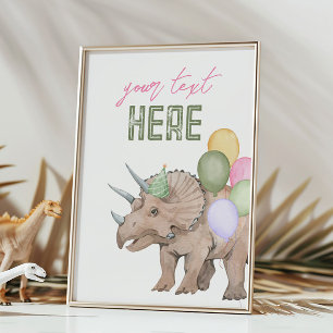 5x7 Editable Dinosaur Party Sign Card